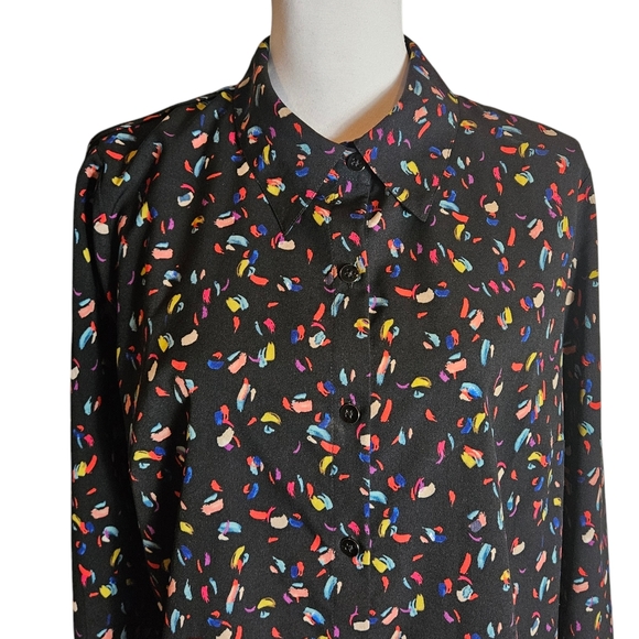 Cabi Confetti Ferris Print Button Up Long Sleeve Blouse Sz Large Career Workwear - Picture 4 of 16